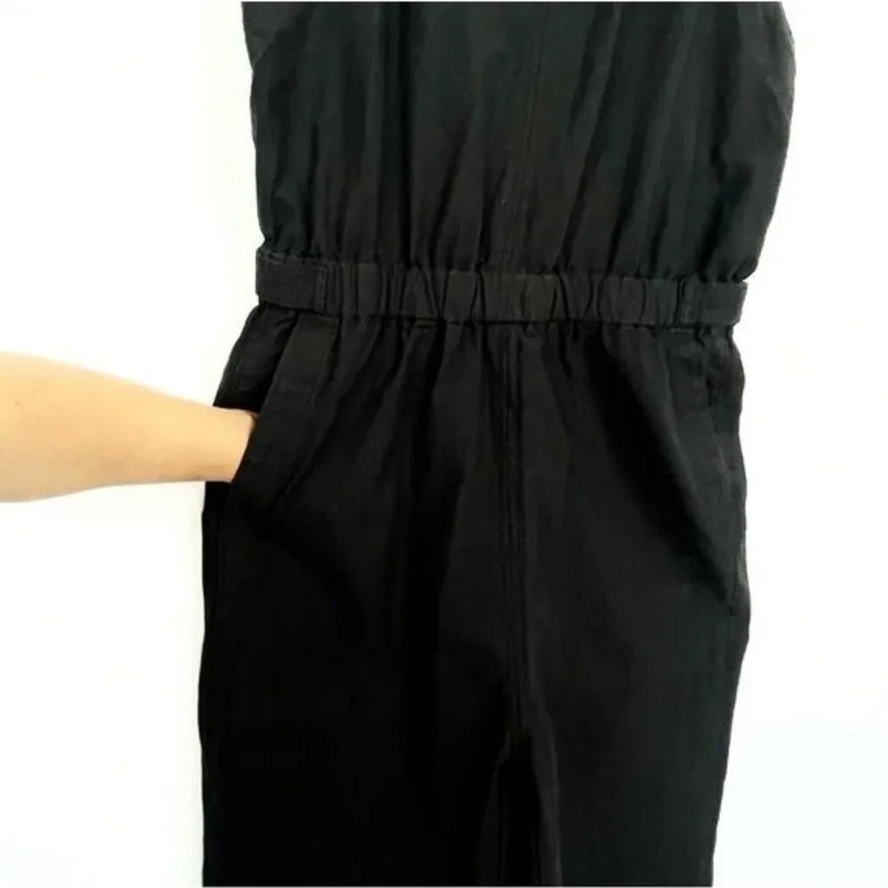 Everlane Black The Fatigue Apron Jumpsuit Cotton Linen 4